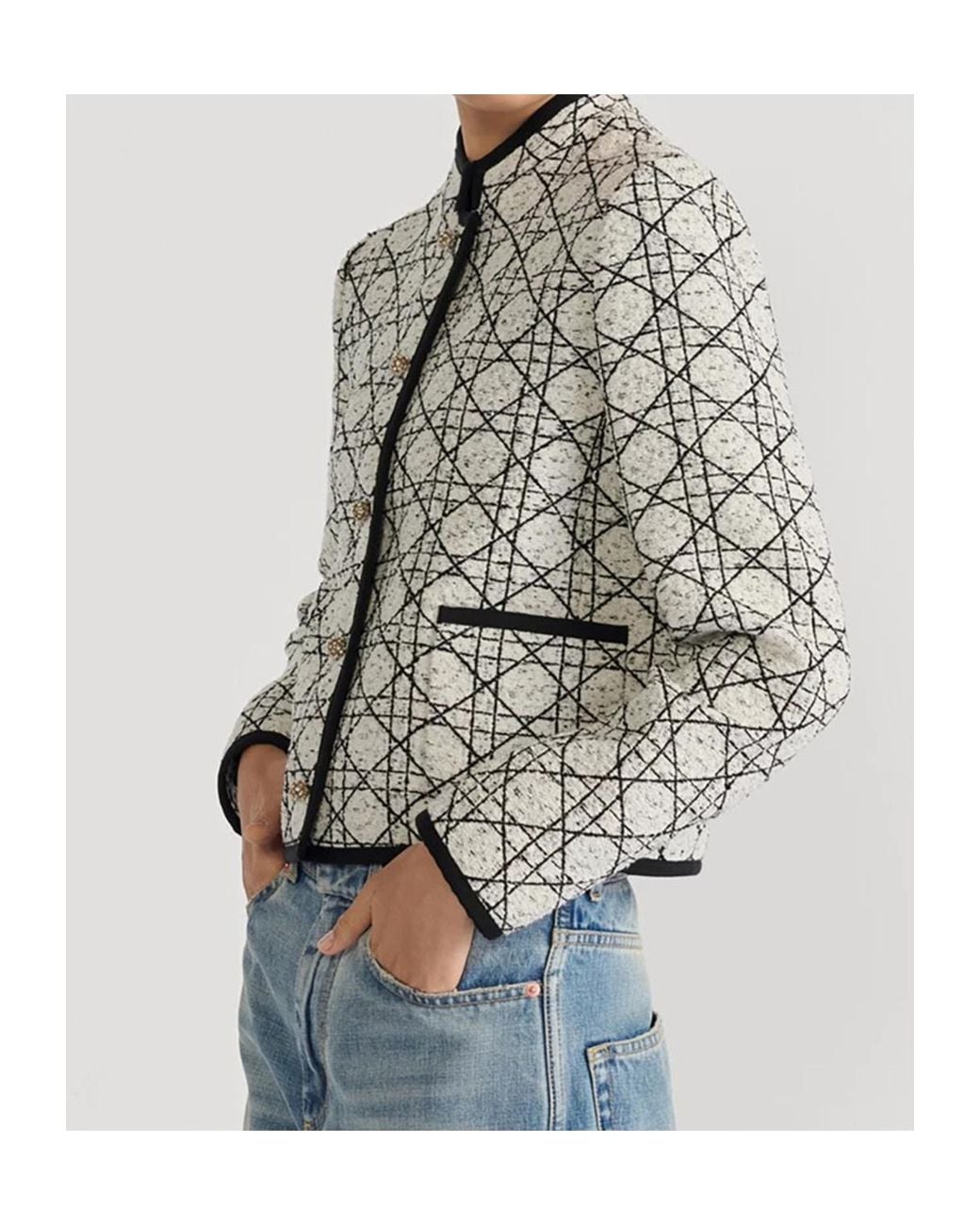 Dior White Christian Macrocannage Cropped Jacket