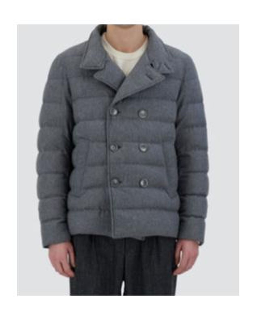 Herno Gray Double-Breasted Down Coat for men