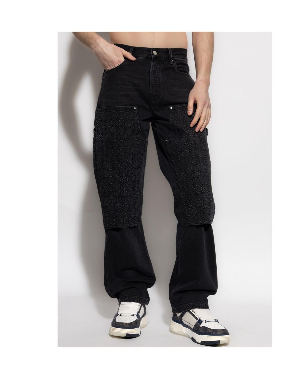 Amiri Black Debossed Ma Quad Carpenter Jeans for men
