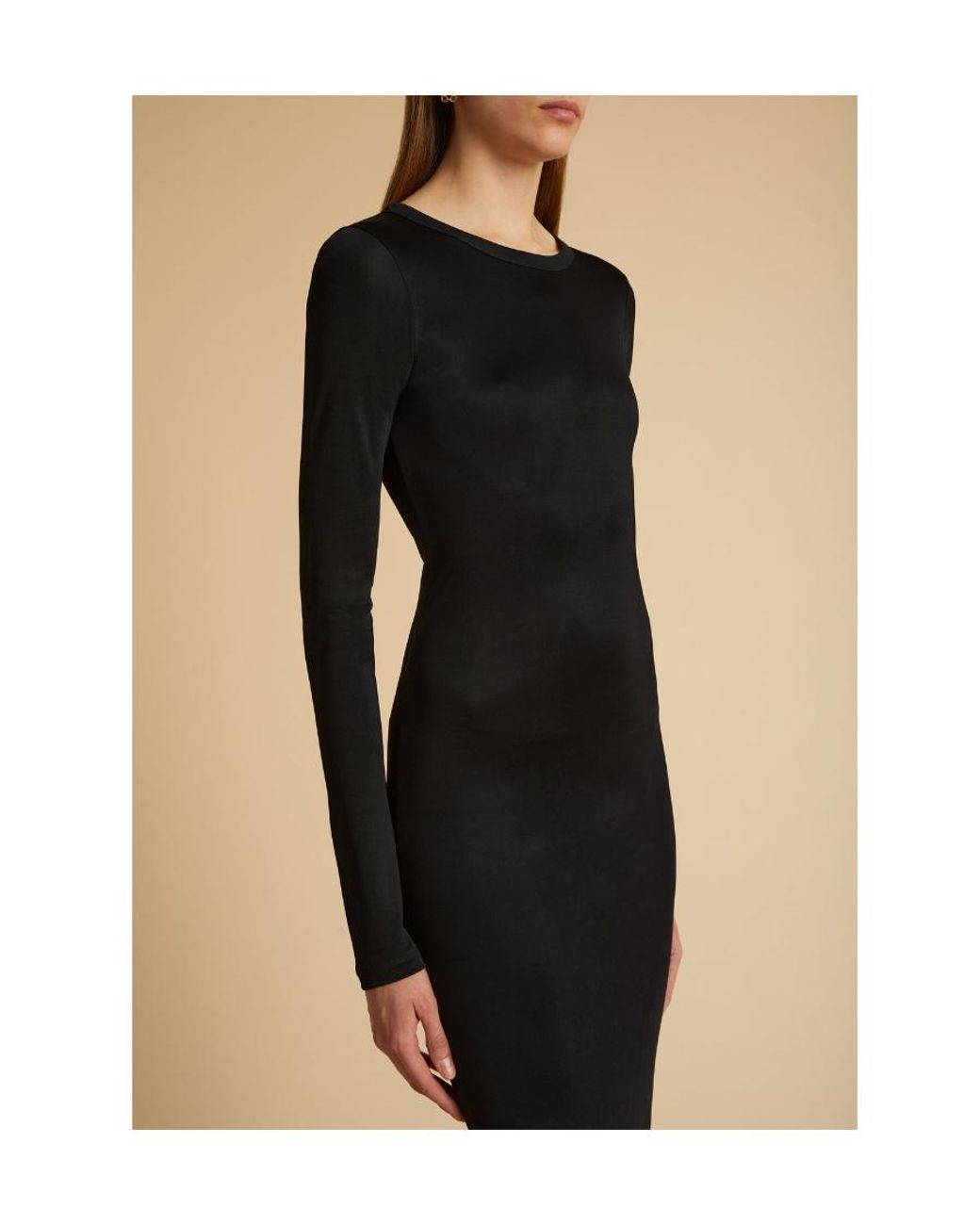 Khaite Black Long-Sleeved Round-Necked Dress