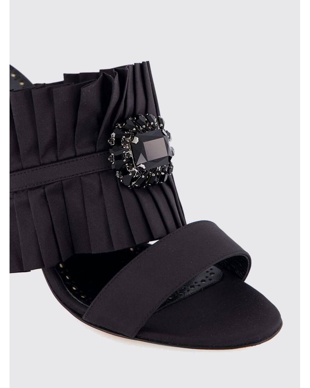 Manolo Blahnik Black Danteuil Pleated Detail Mules