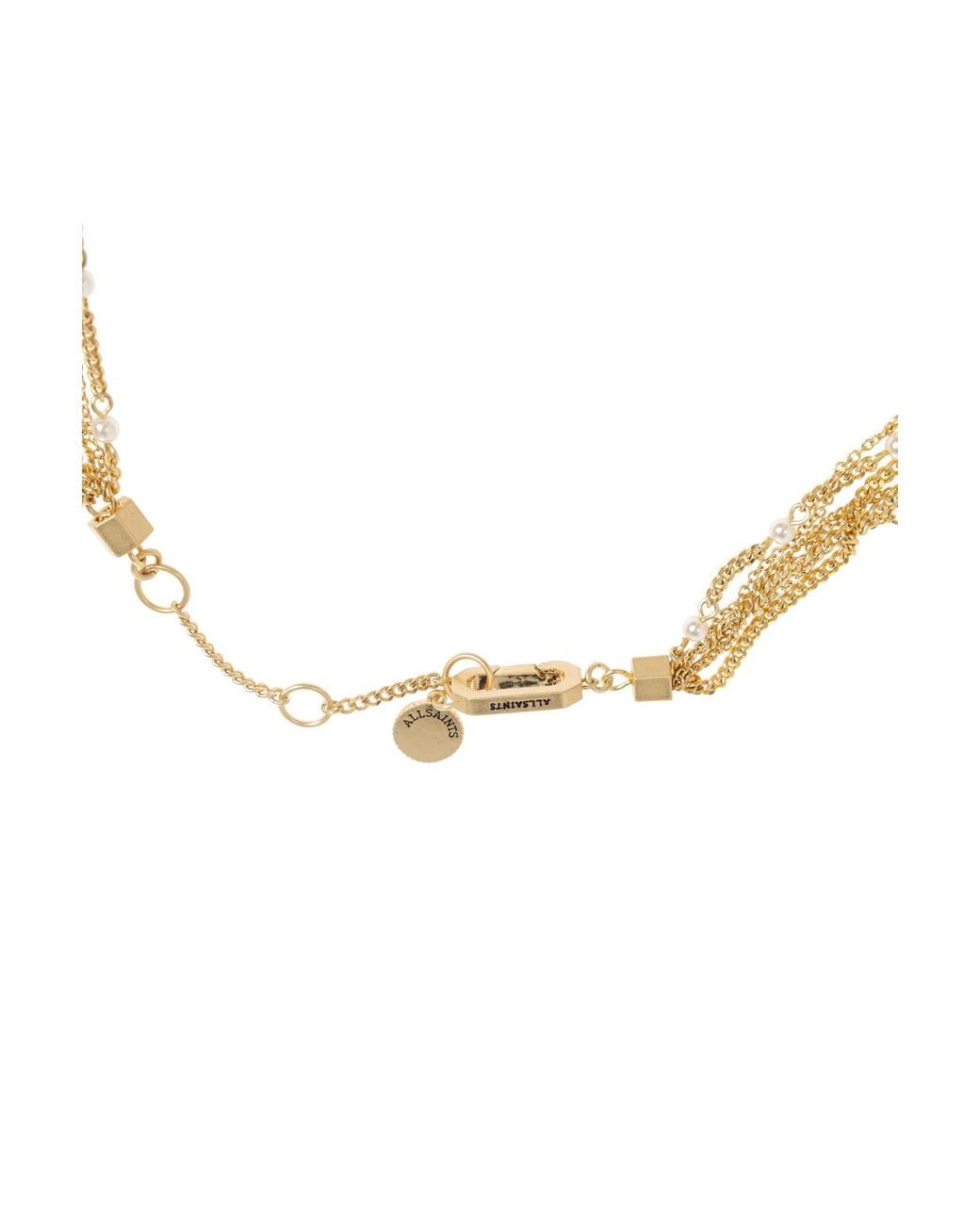 AllSaints Metallic Multi-Strand Glass Pearl Necklace