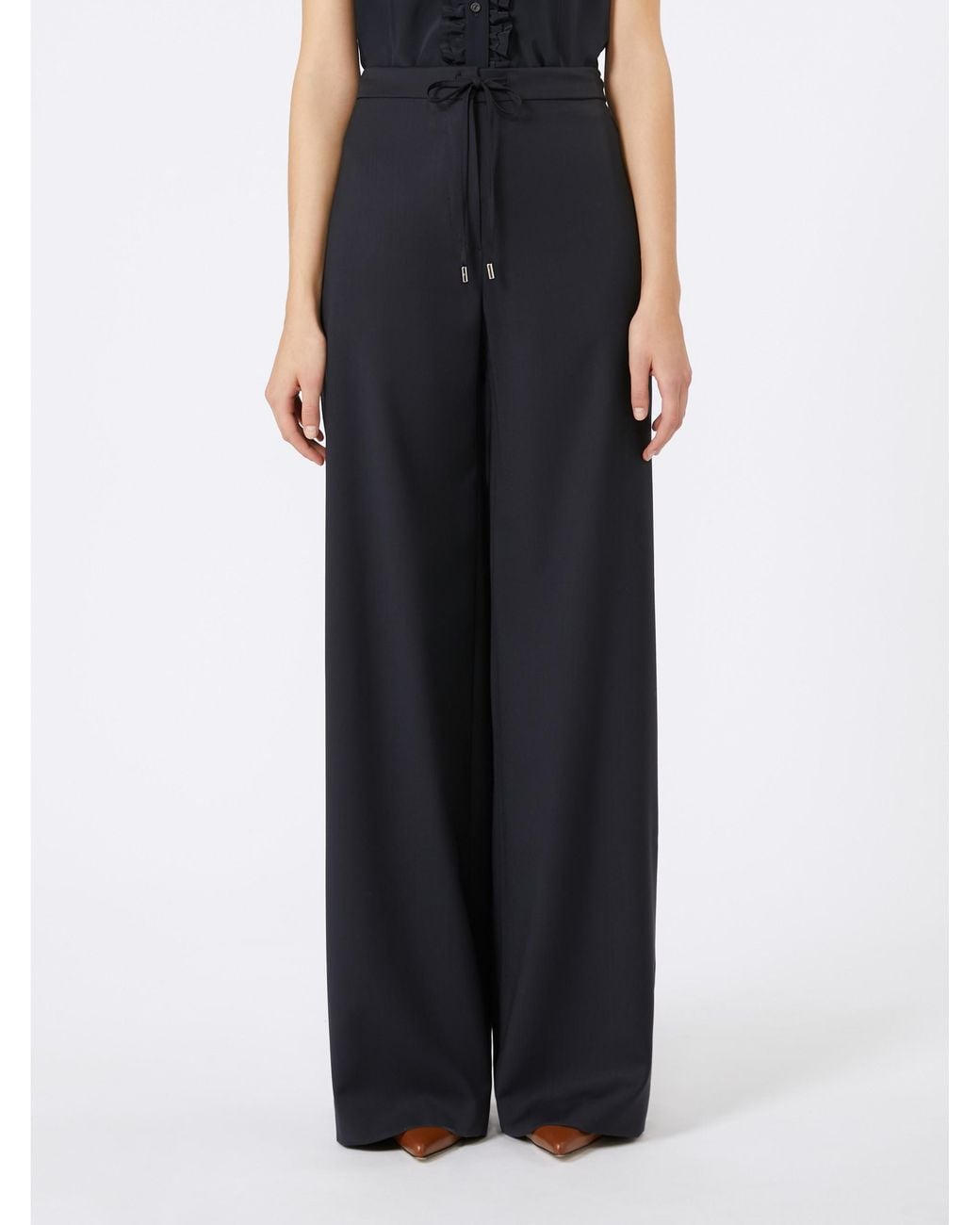 Max Mara Blue Studio Berard High-Waist Drawstring Trousers