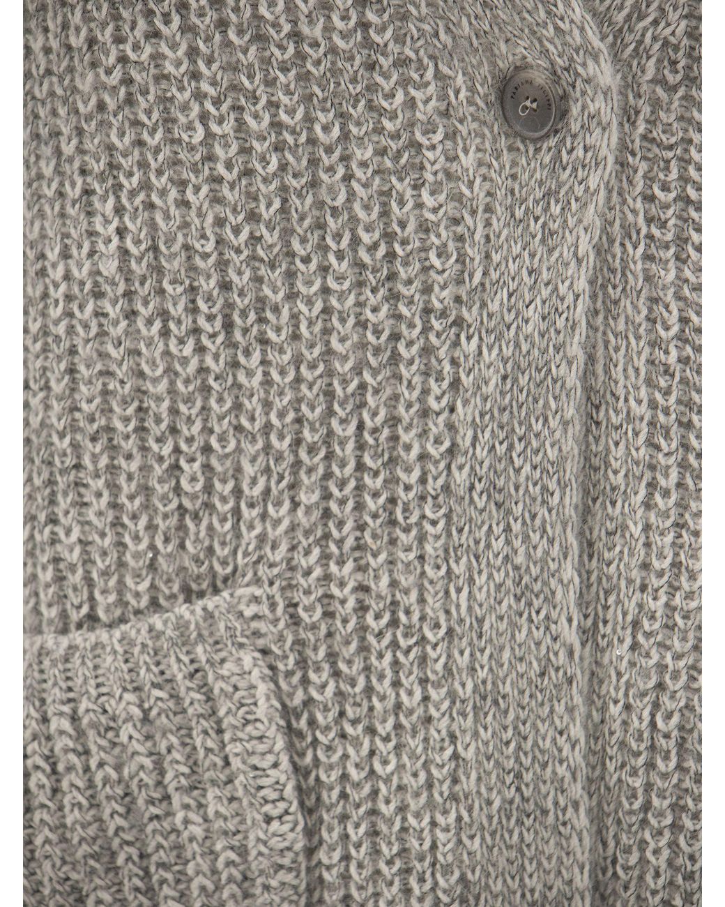 Fabiana Filippi Gray Ribbed-Knit Buttoned Cardigan