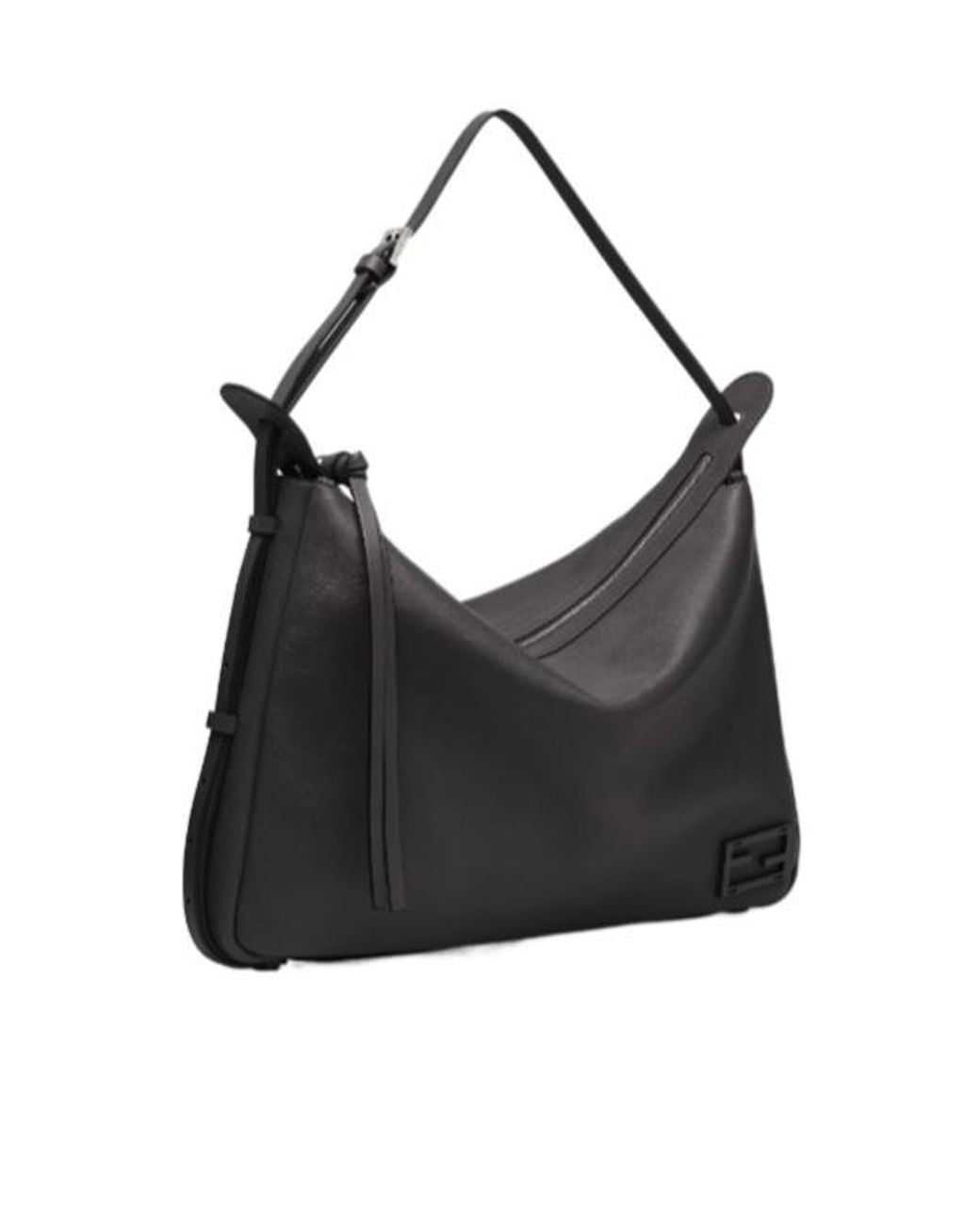 Fendi Black Simply Fendi Semi-Gloss Leather Shoulder Bag