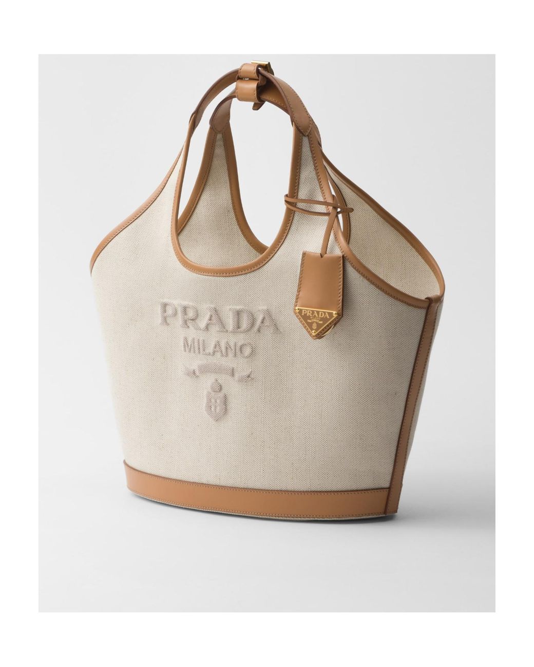 Prada Gray Medium Logo-Print Tote Bag