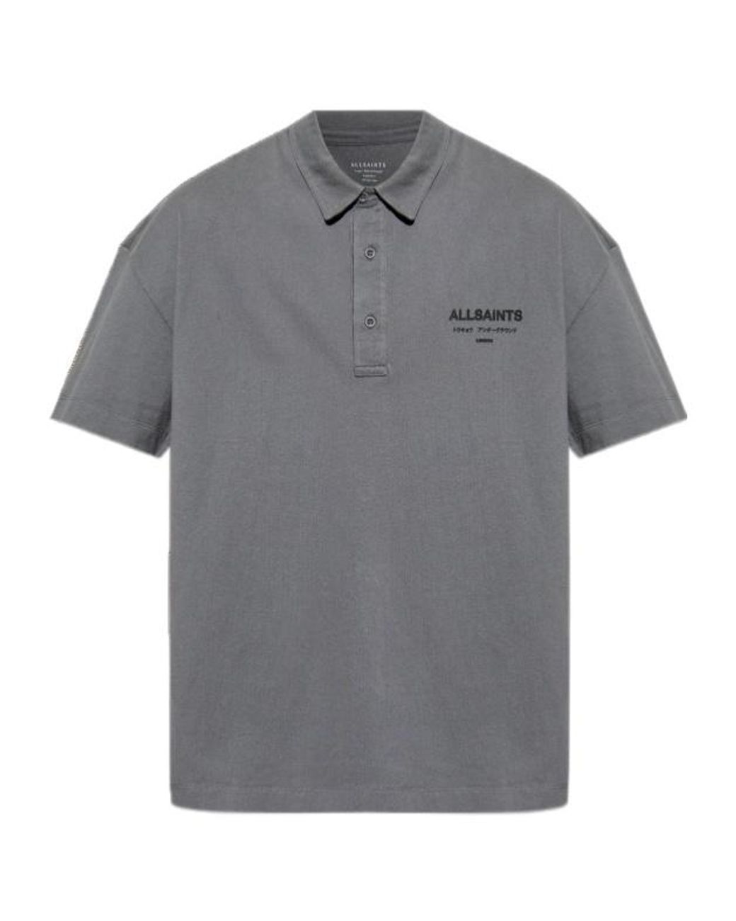 AllSaints Gray Logo Polo Shirt for men