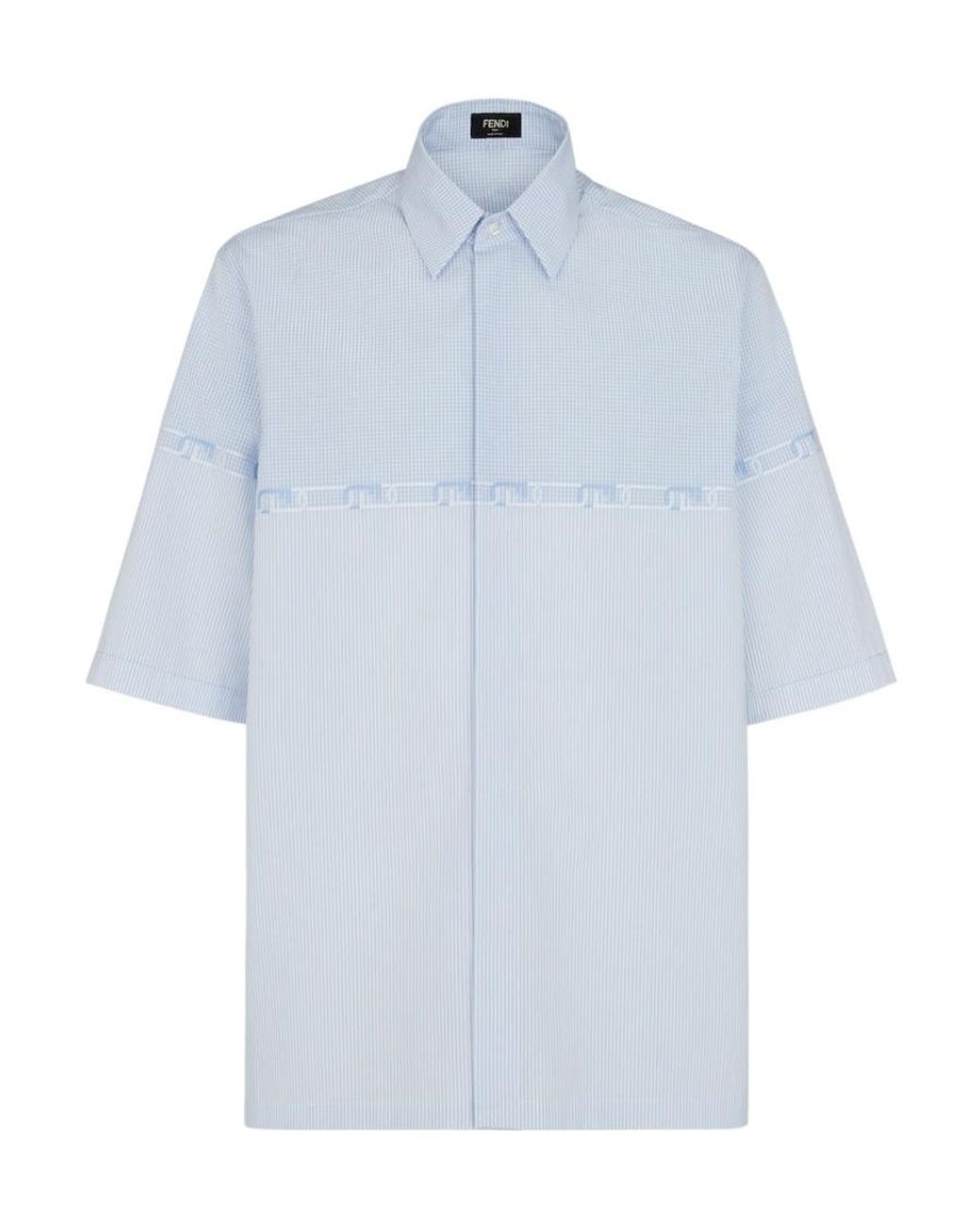 Fendi Blue Light Cotton Shirt for men