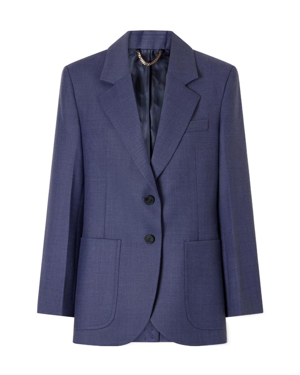 Victoria Beckham Blue Slate Wool-Blend Blazer