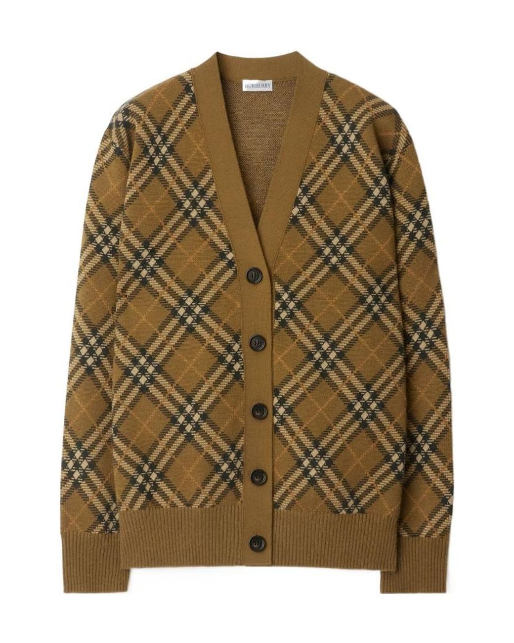 Burberry Green Checked Knitted Cardigan