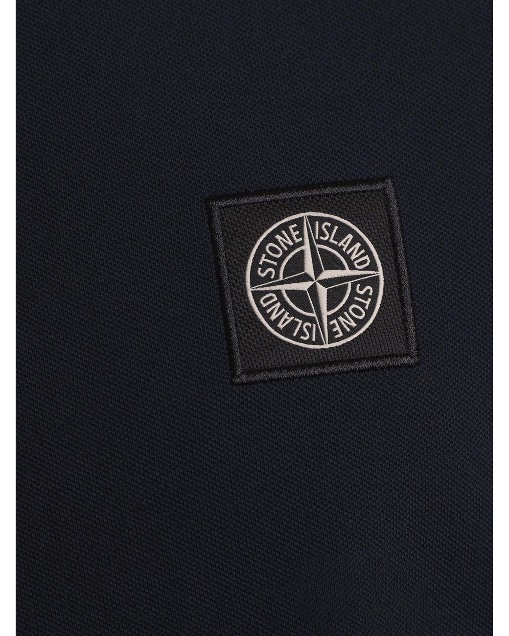 Stone Island Blue Logo Patch Short-Sleeved Polo Shirt for men