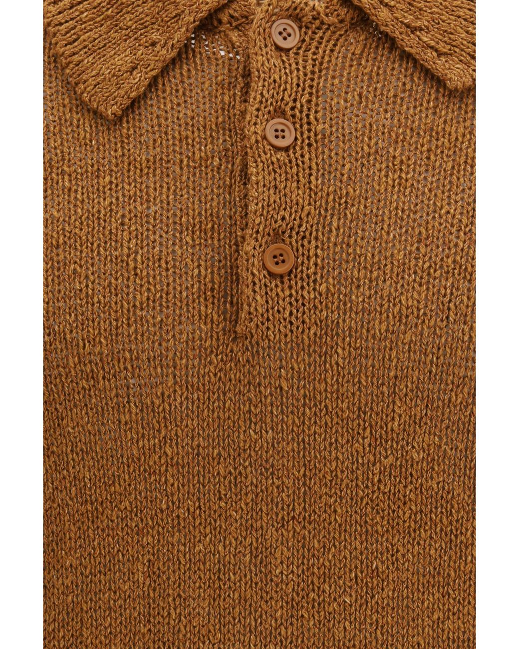 sunflower Brown Long-Sleeved Knitted Polo Shirt for men
