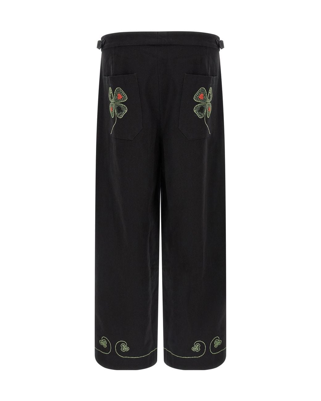 Bode Black Lucky Draw Cropped Casual Pants for men
