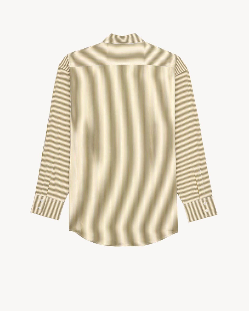 Saint Laurent Natural Cassandre Striped Button-Up Shirt