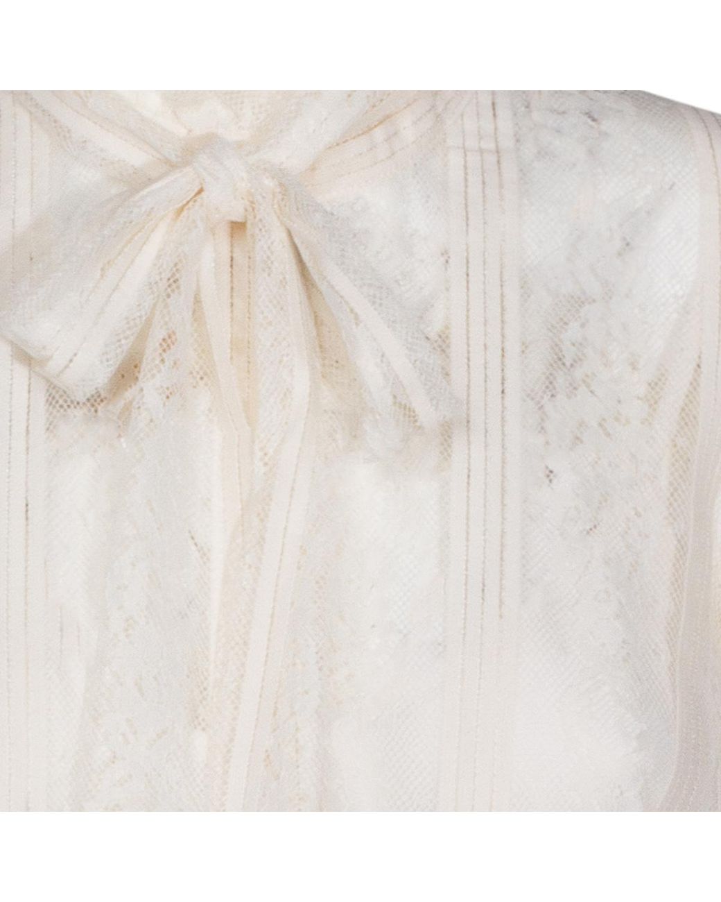 Twinset White Striped Lace Bow Blouse