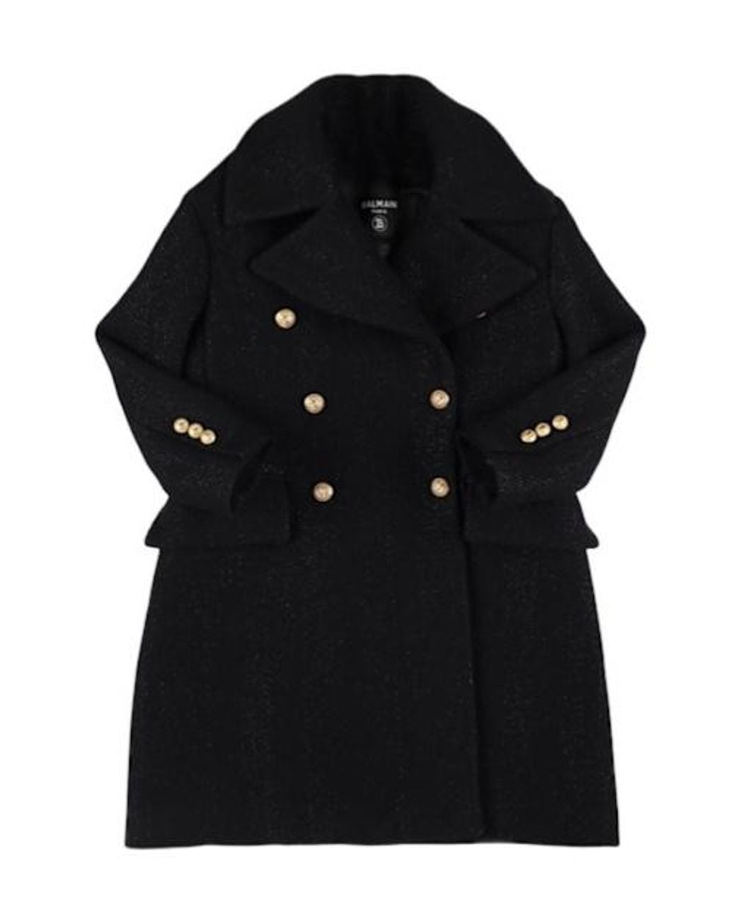 Balmain Black Wool Blend Coat