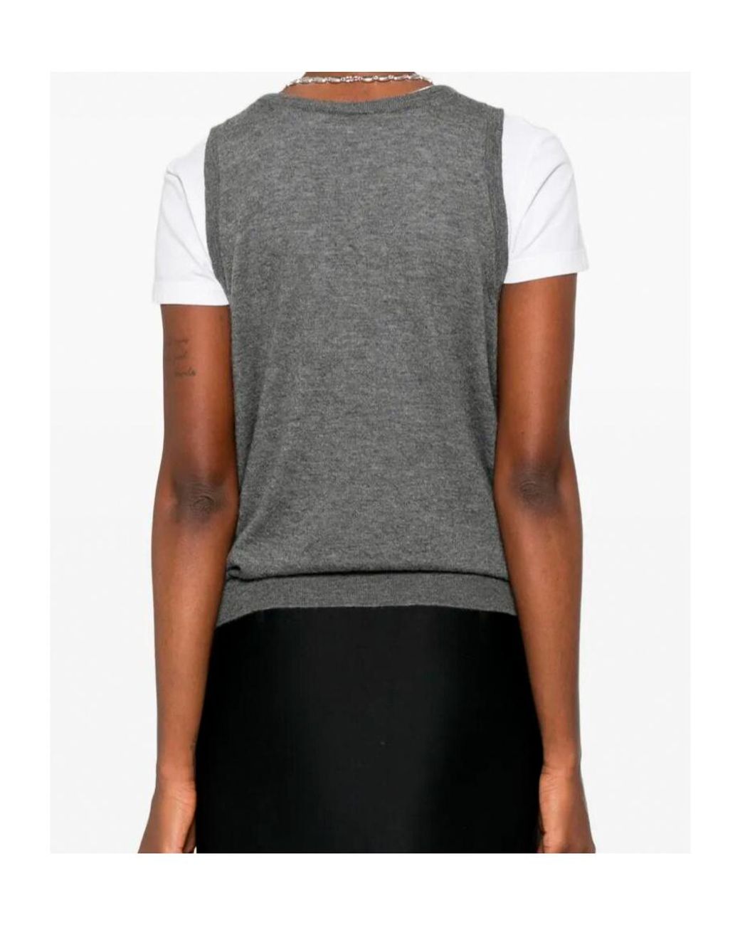 Prada Gray Ribbed Knitted Tank Top