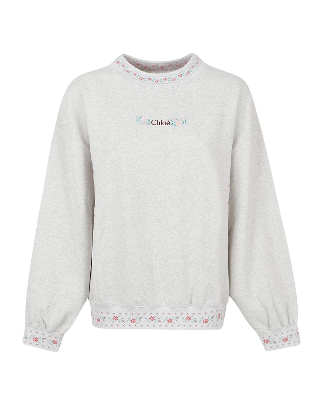 Chloé White Chloé Floral Trim Knitted Sweater