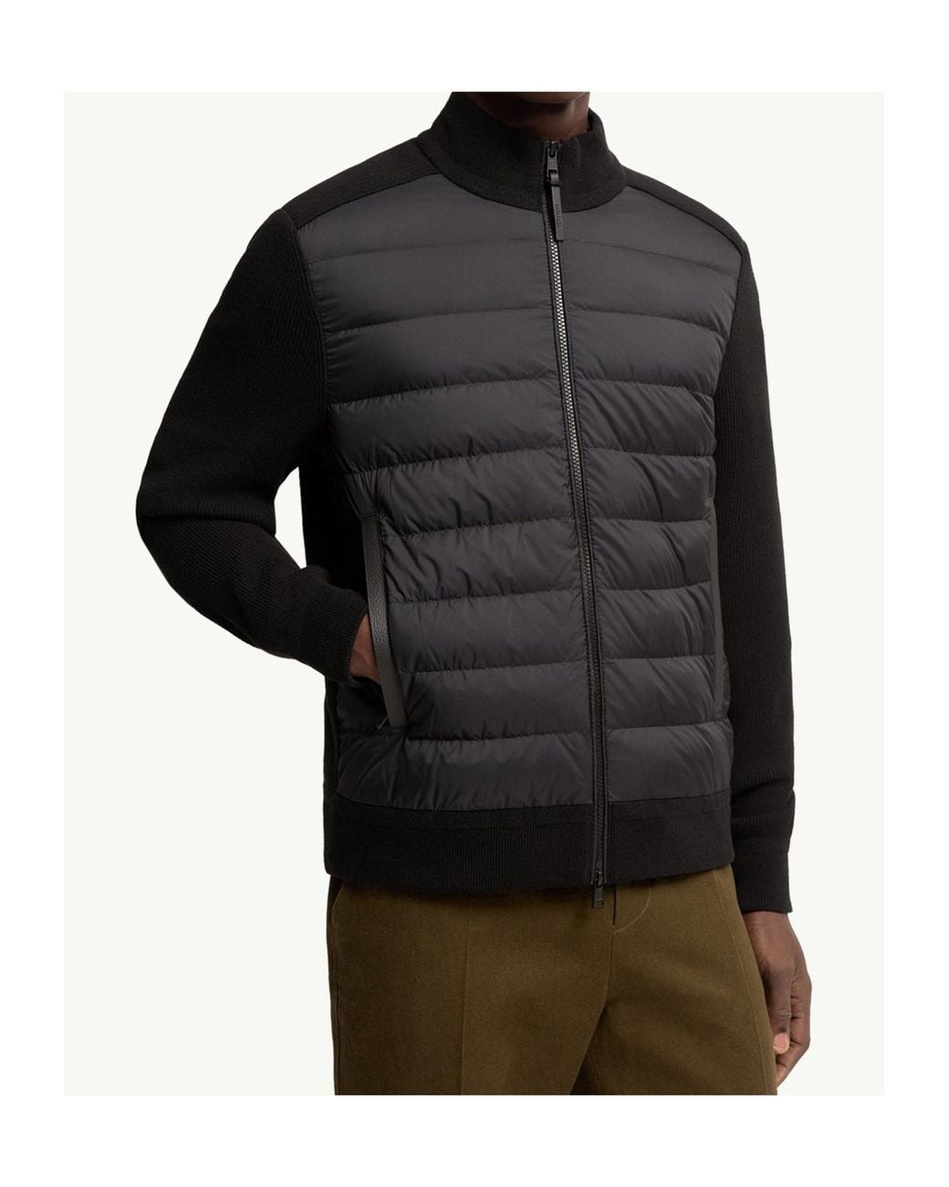 Moncler Gray Padded Zip-Up Cardigan for men