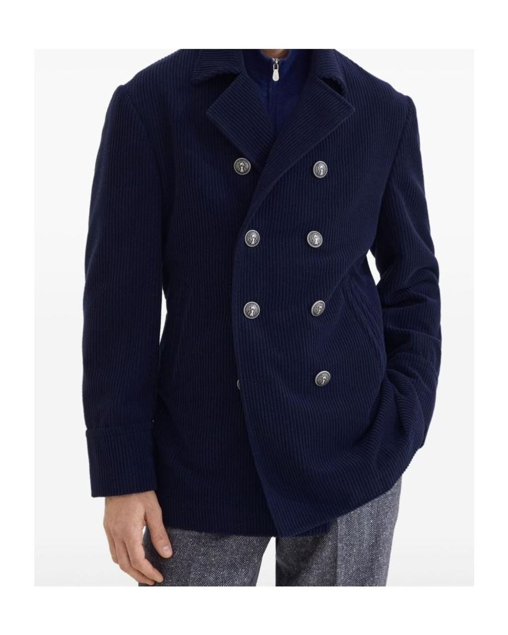 Brunello Cucinelli Blue Cashmere Suit-Type Jacket for men