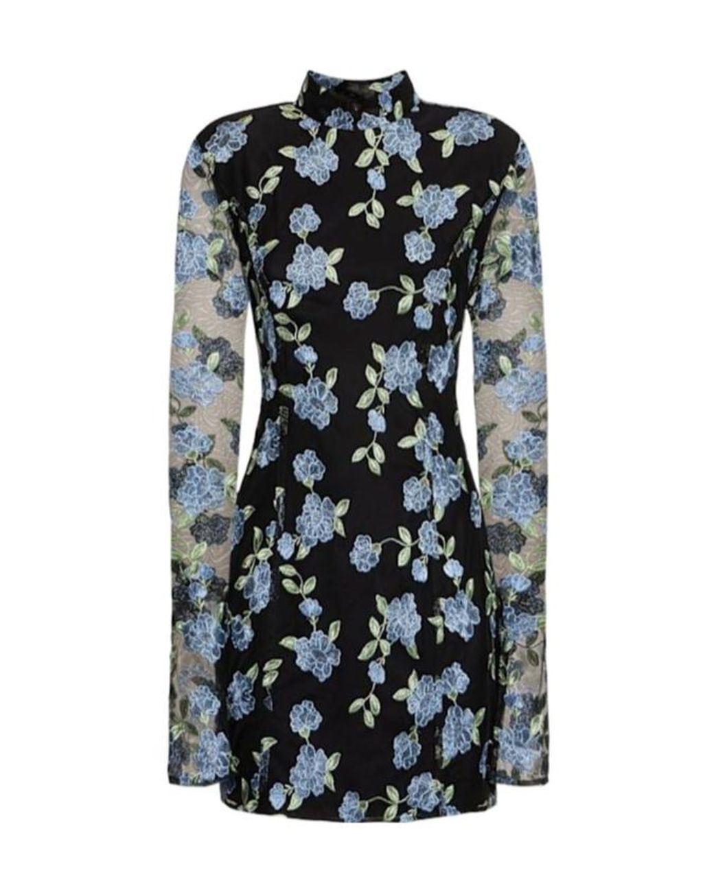 ROTATE BIRGER CHRISTENSEN Black Embroidered Mesh Mini Dress