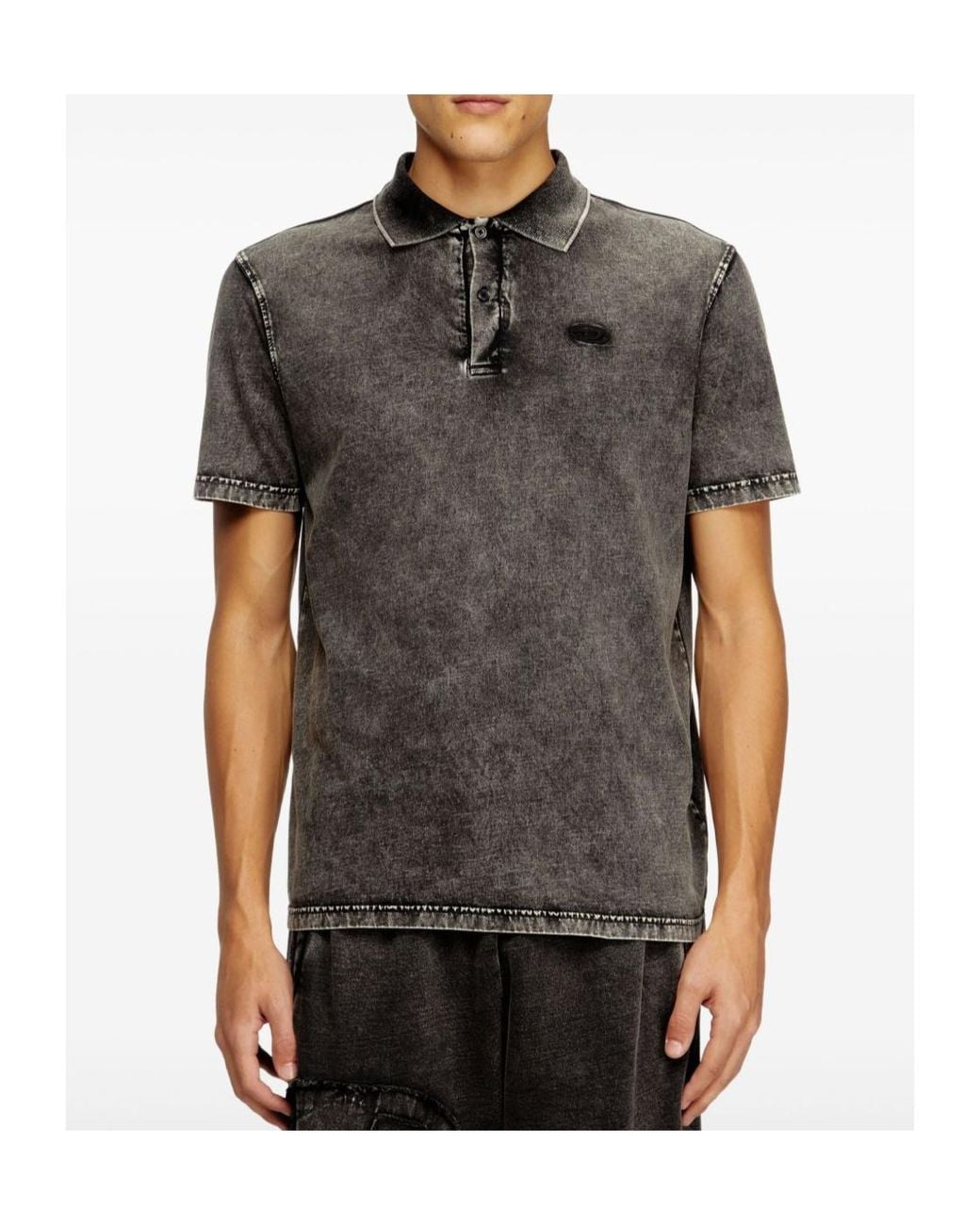 DIESEL Gray T-Rejust-Nc-Den Denim-Effect Polo Shirt for men