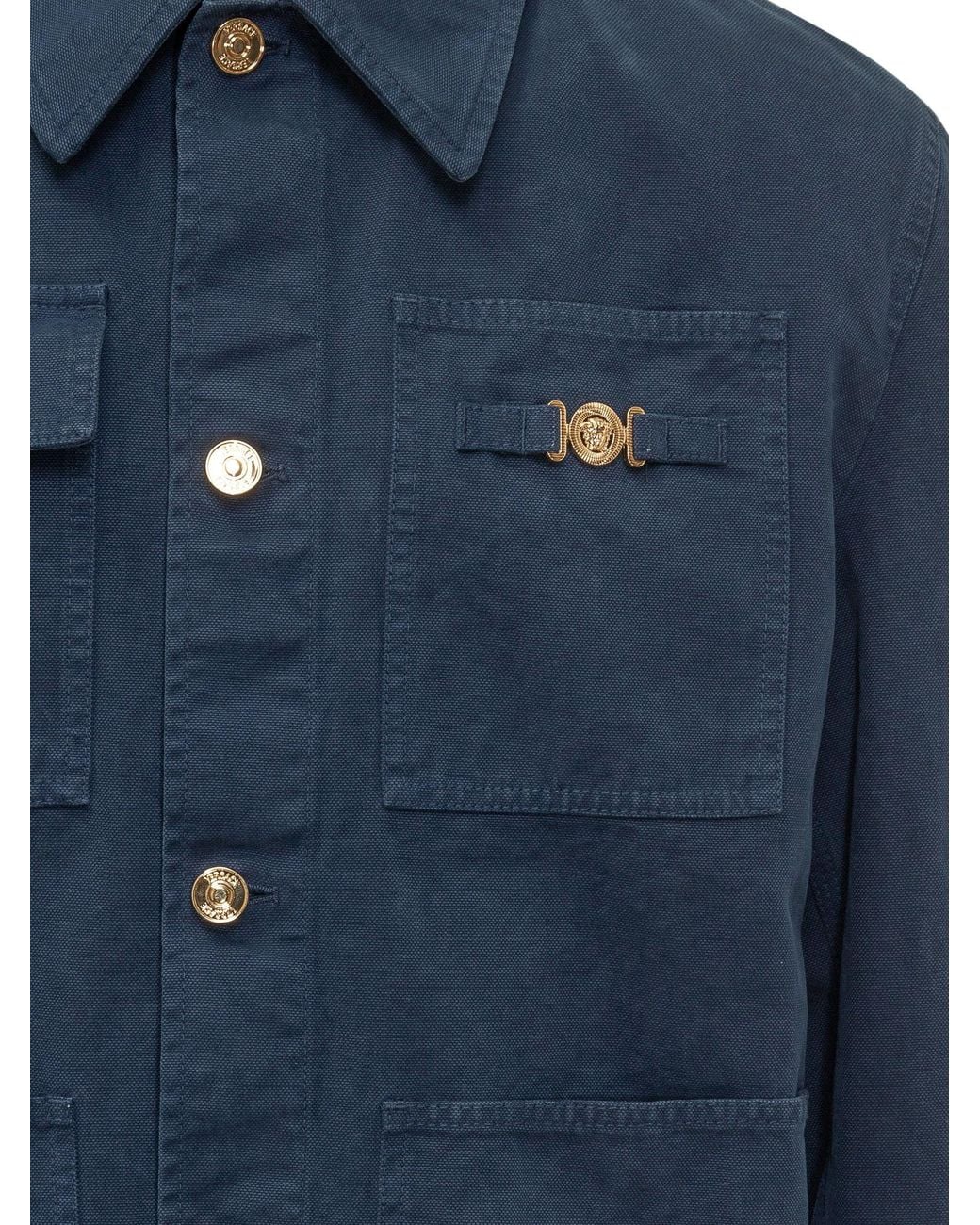 Versace Blue Overdyed Carpenter Denim Jacket for men