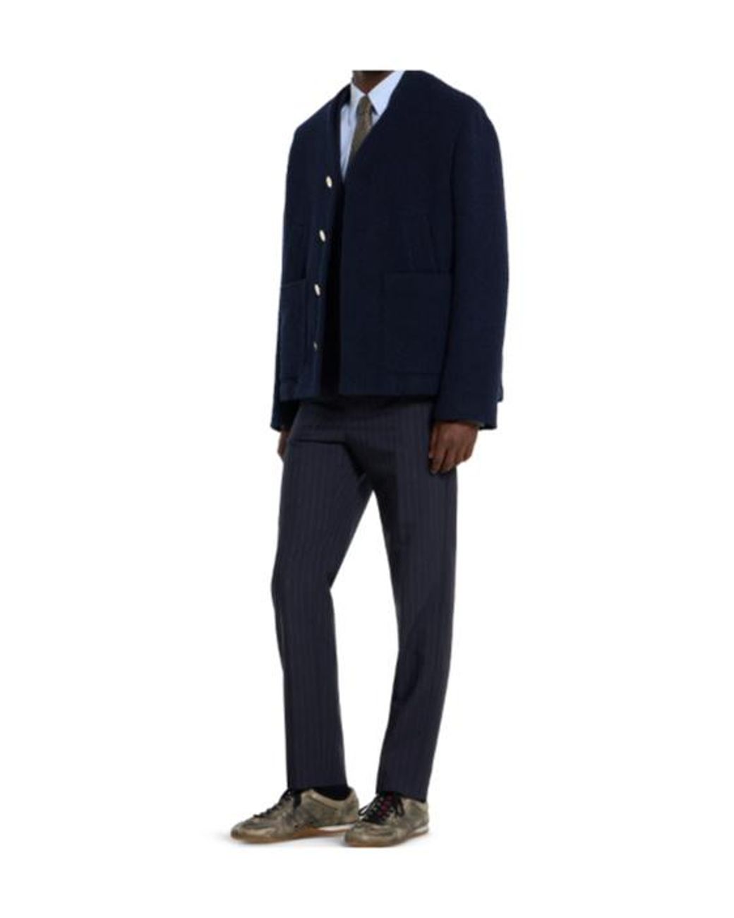 Gucci Blue Pinstripe Wool Trousers for men