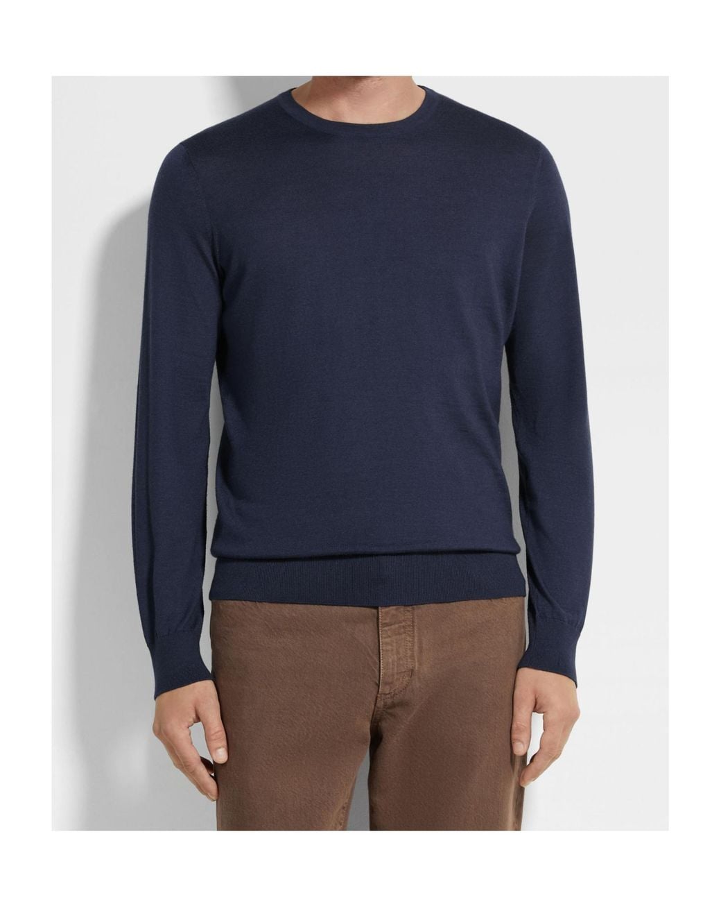 Zegna Blue Crew-Neck Sweater for men