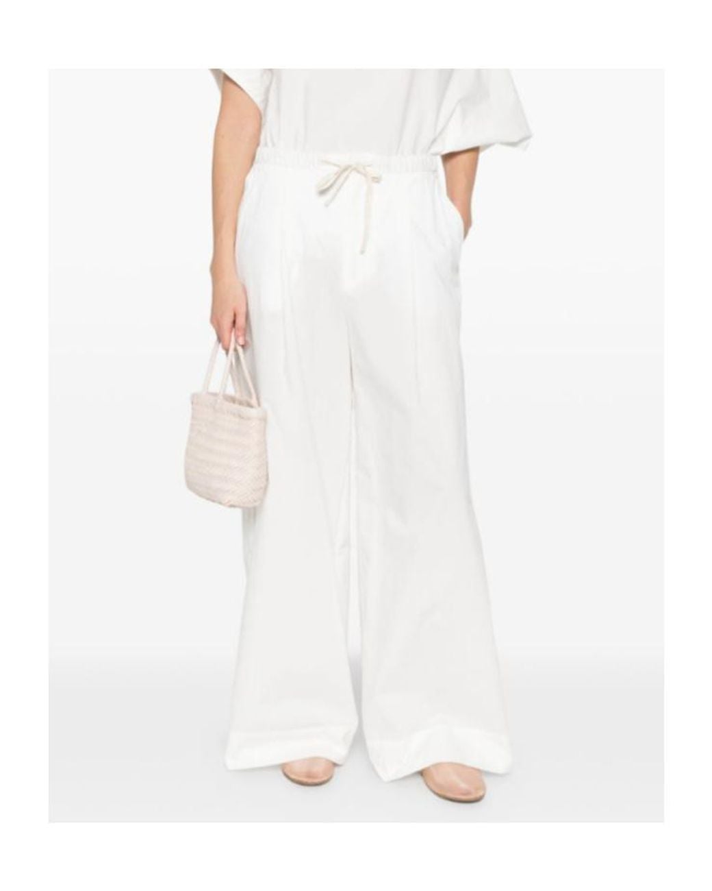 Soeur White Lace-Up Casual Pants