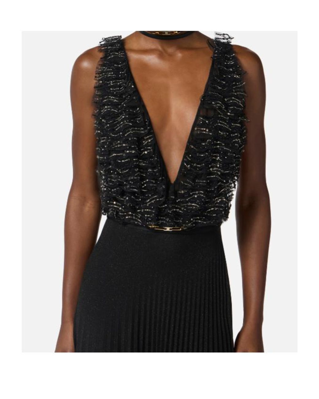 Elisabetta Franchi Black Tulle Carpet Dress