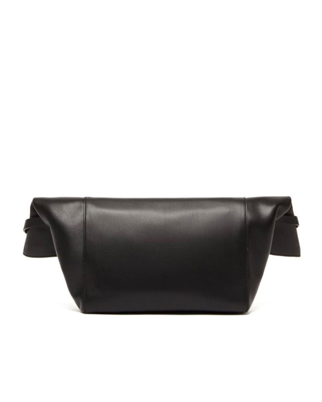 Max Mara Black Logo Engraved Foldover Top Clutch Bag