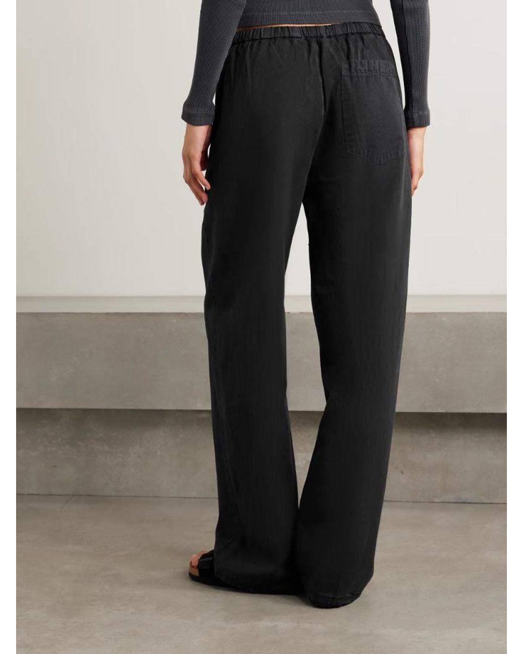 Citizens of Humanity Black Aurora Cotton And Linen-Blend Wide-Leg Pants