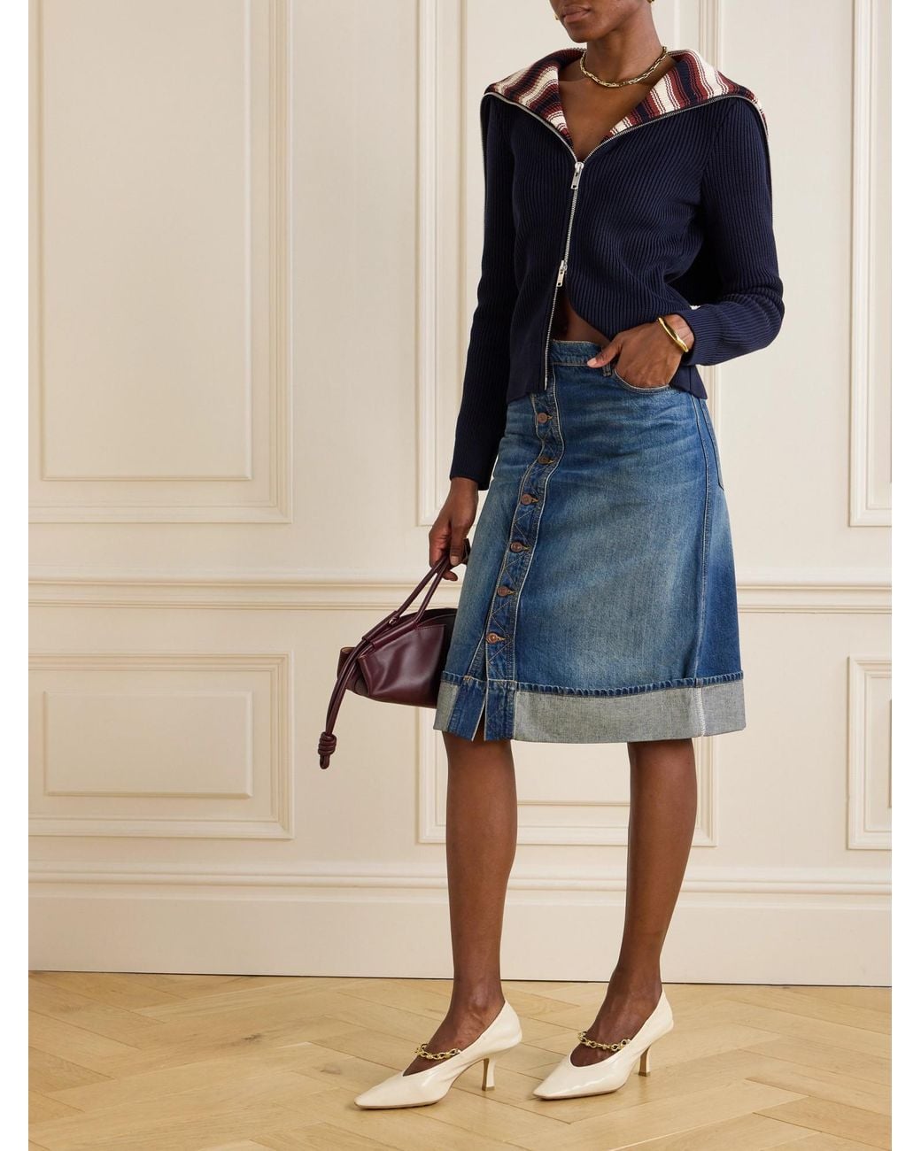 Victoria Beckham Blue Casual Denim Skirt