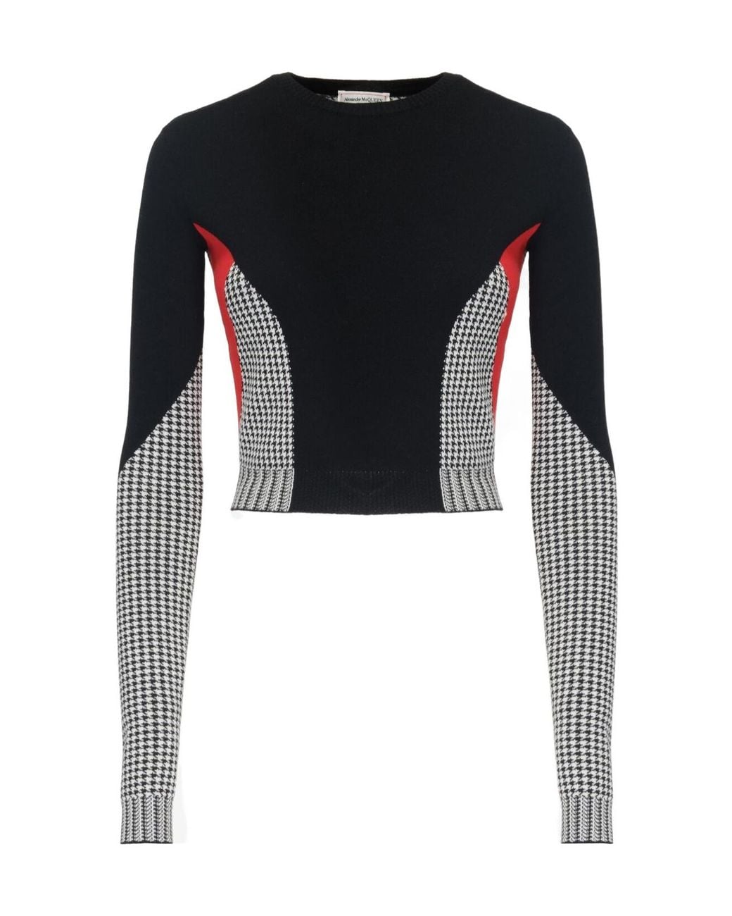McQueen Black Dogtooth Color-Block Pullover