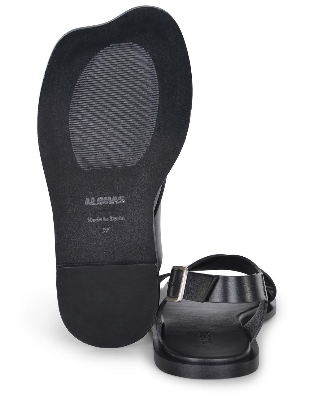 Alohas Black Cross-Strap Flat Sandals