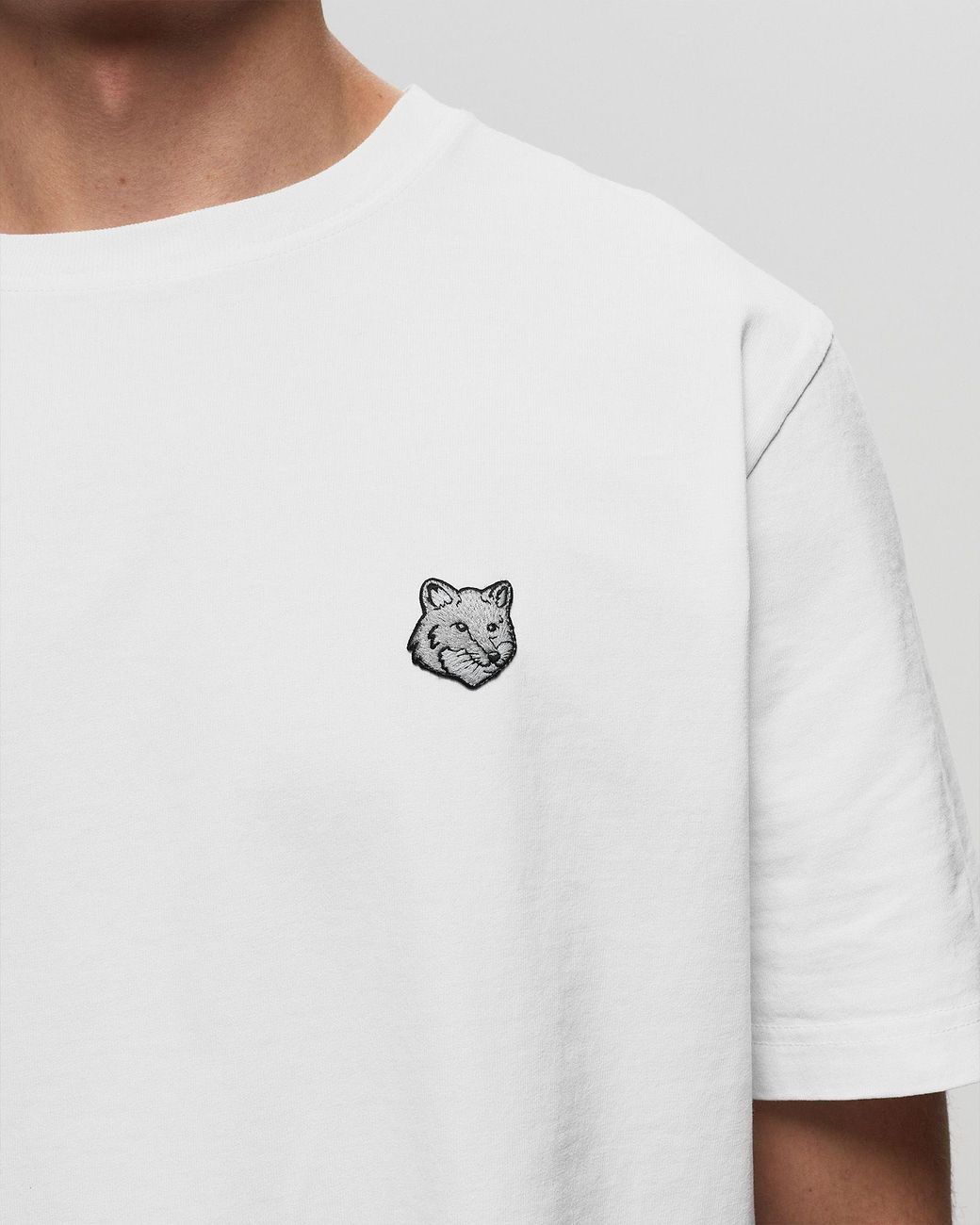 Maison Kitsuné White Maison Kitsuné Fox Head Patch Crewneck T-Shirt for men