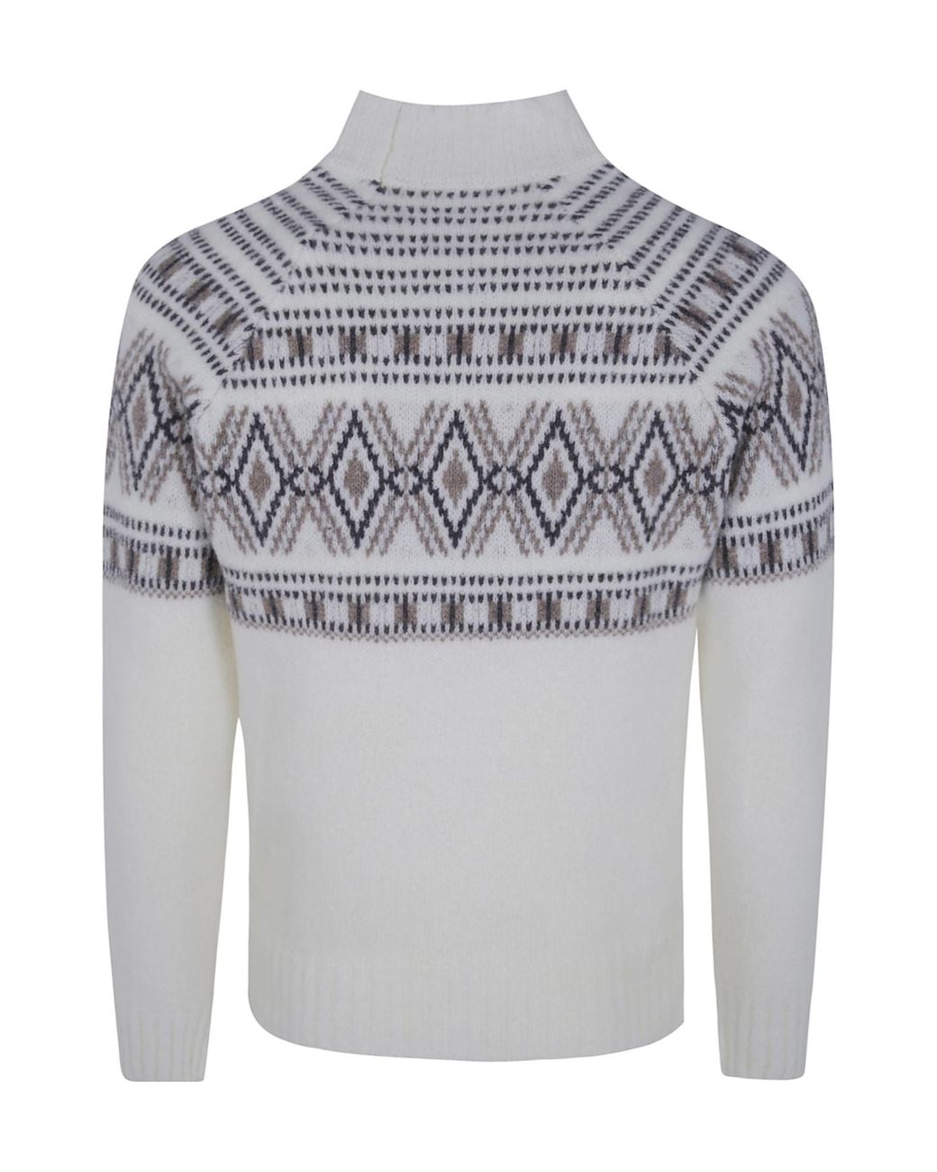 Barba Napoli Gray Jacquard Embroidered Turtle Neck Sweater for men