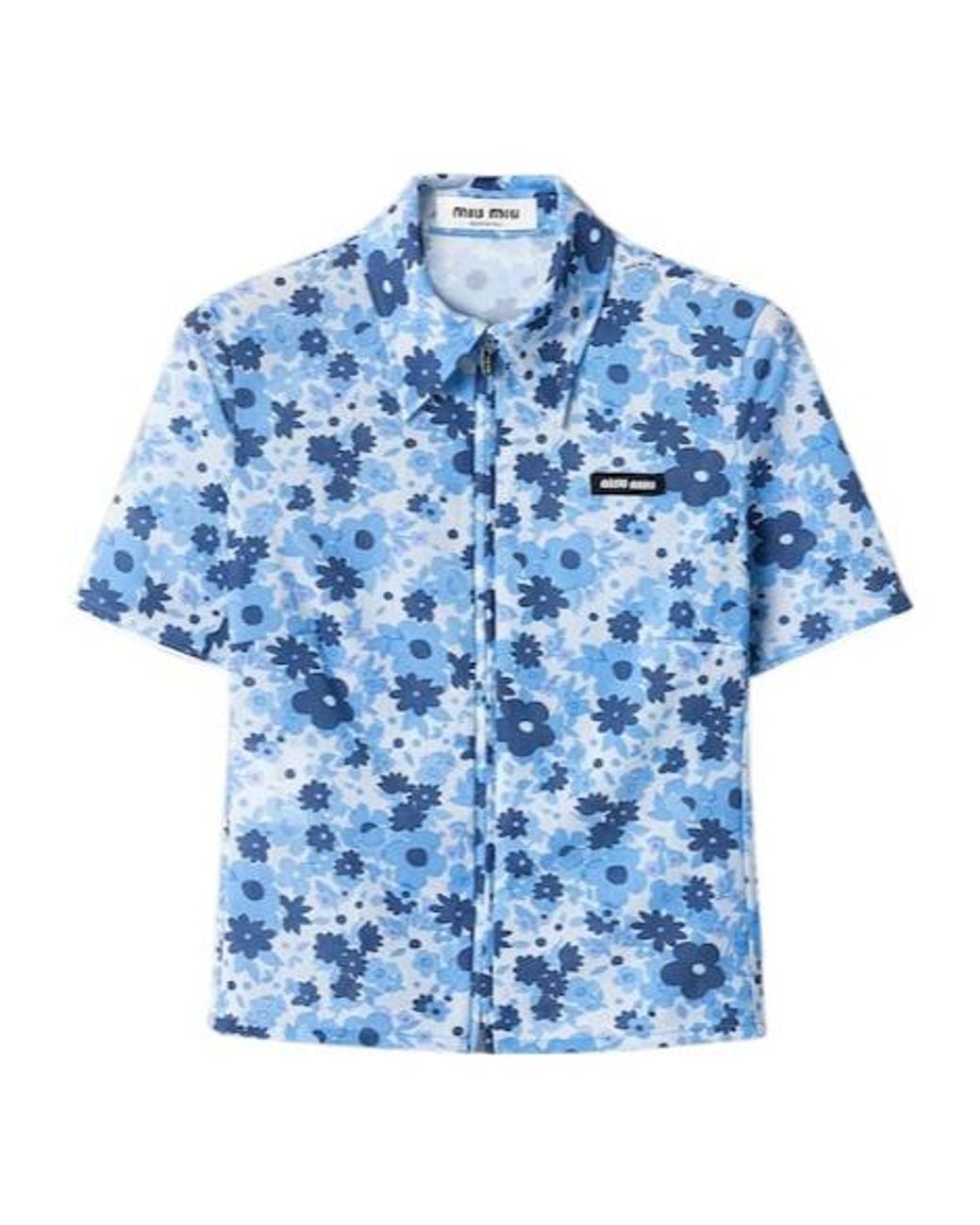 Miu Miu Blue Stretch Fabric Shirt