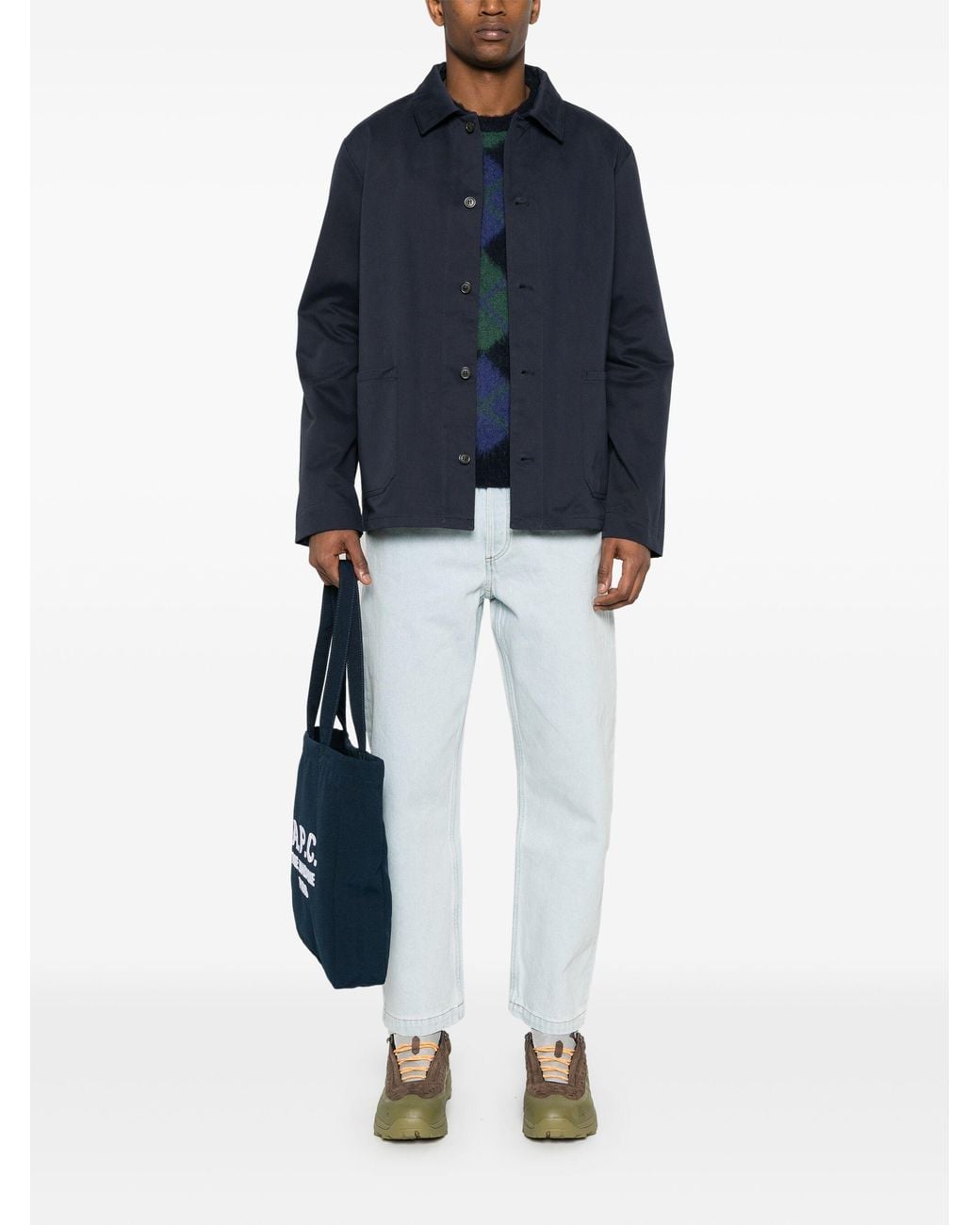 A.P.C. Blue Twill Cotton Overshirt for men