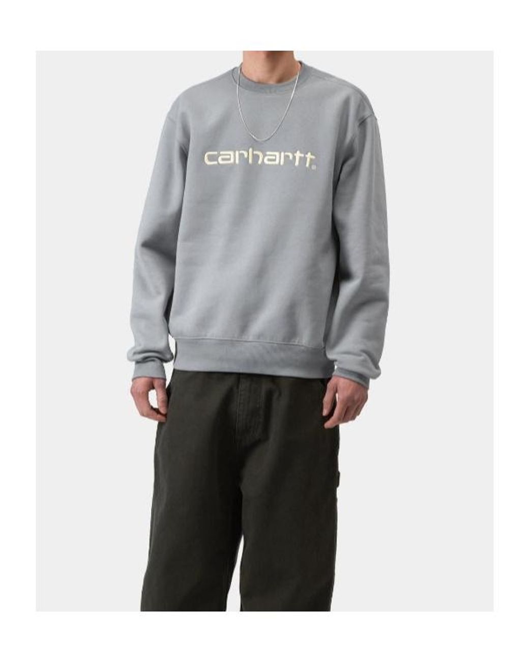 Carhartt Gray Logo Crewneck Sweatshirt for men