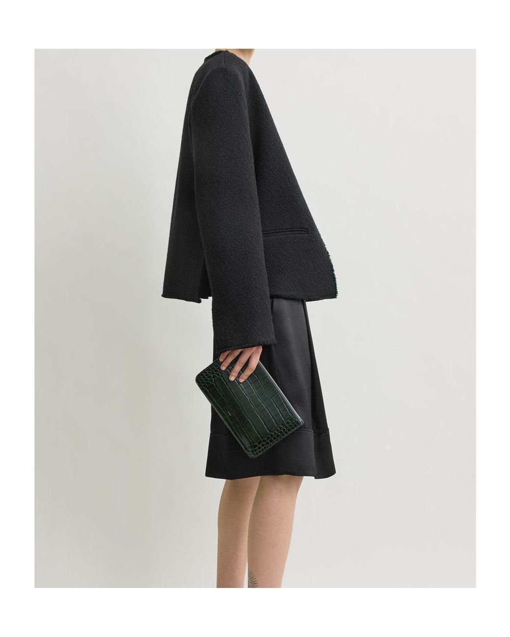 Totême Black Open-Front Bouclé Blazer