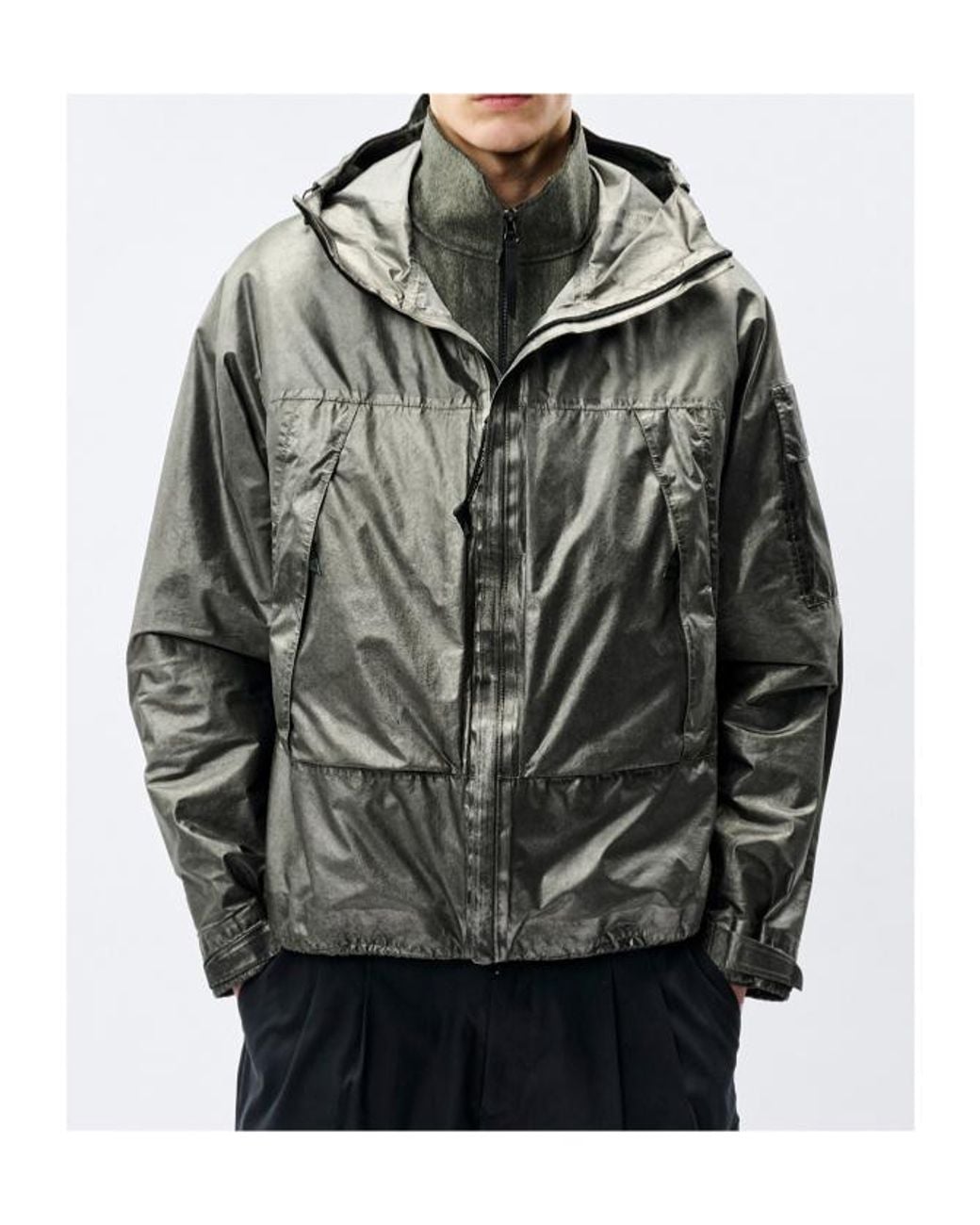 C P Company Green Metropolis Series Nano Titanium Re-Colour Hooded Jacket for men