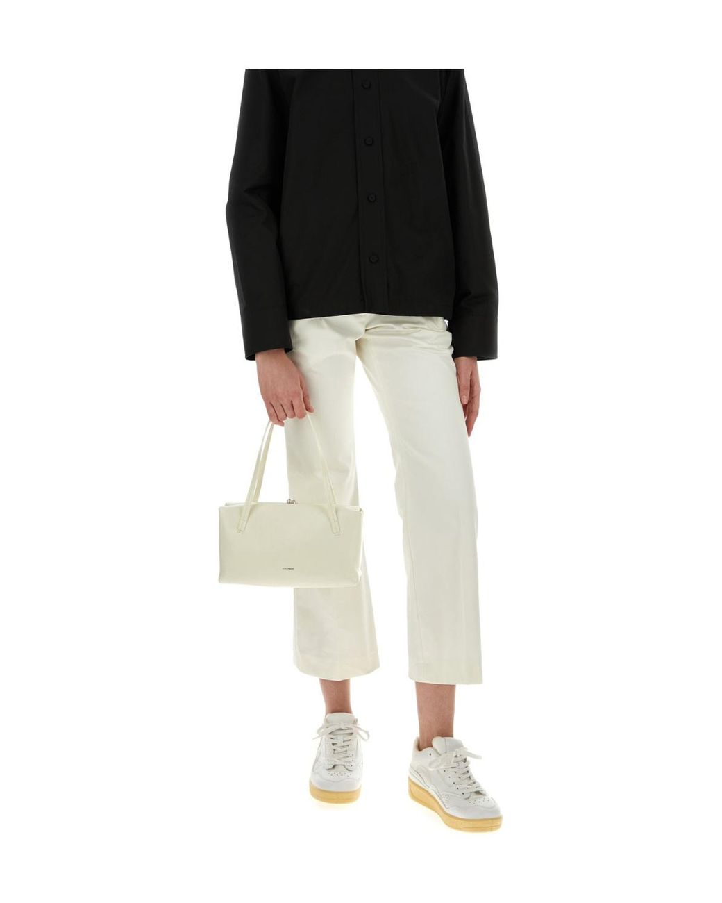 Jil Sander White Pleat Flared Trousers