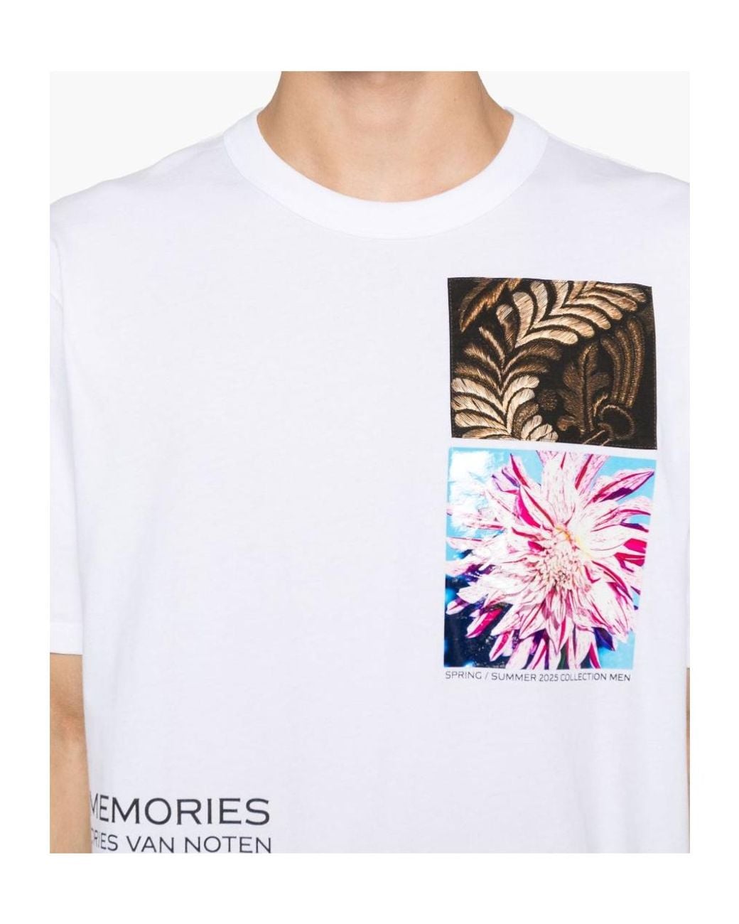 Dries Van Noten White Graphic-Printed Crewneck T-Shirt for men