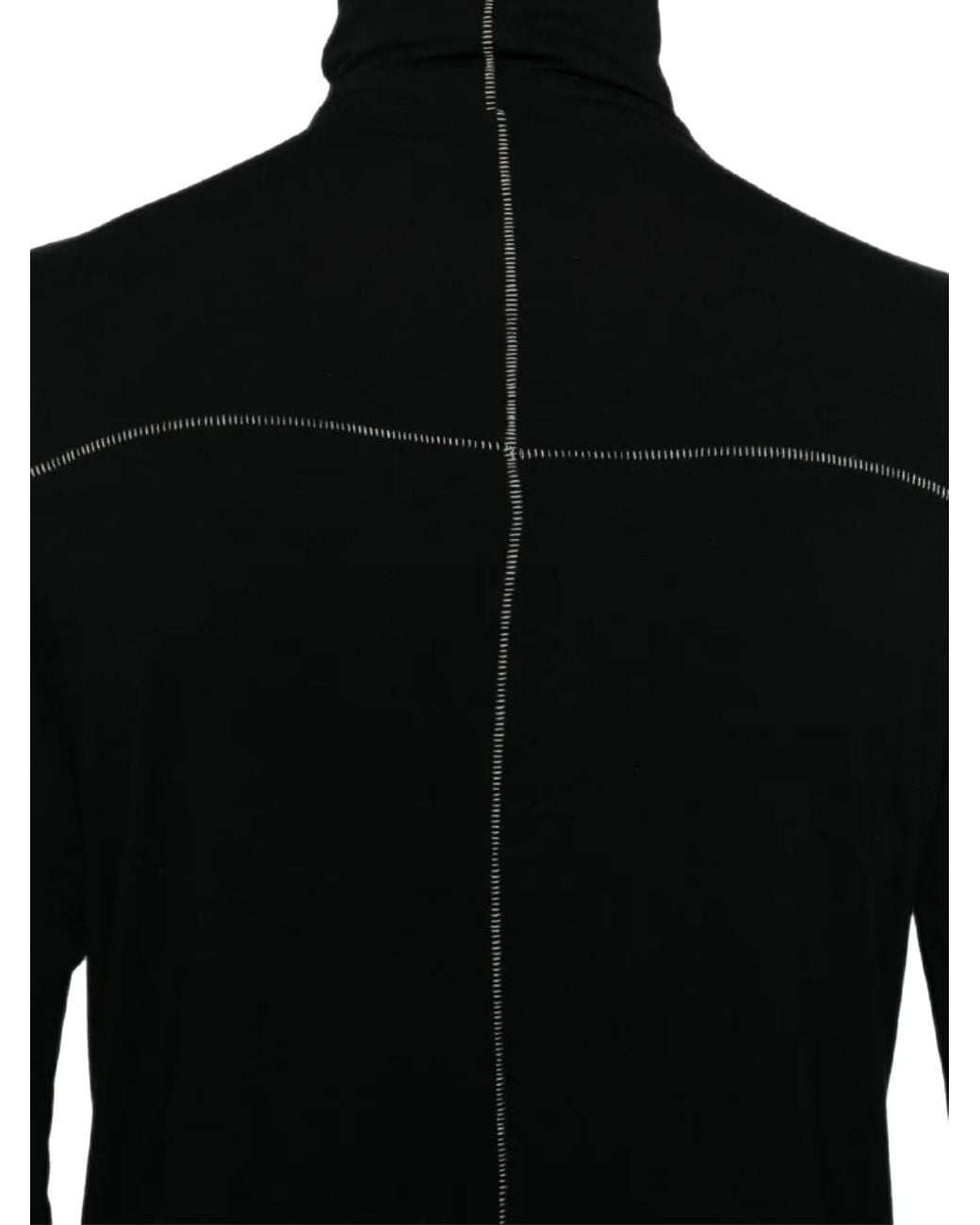 Thom Krom Black Roll-Neck Contrast-Stitch T-Shirt for men