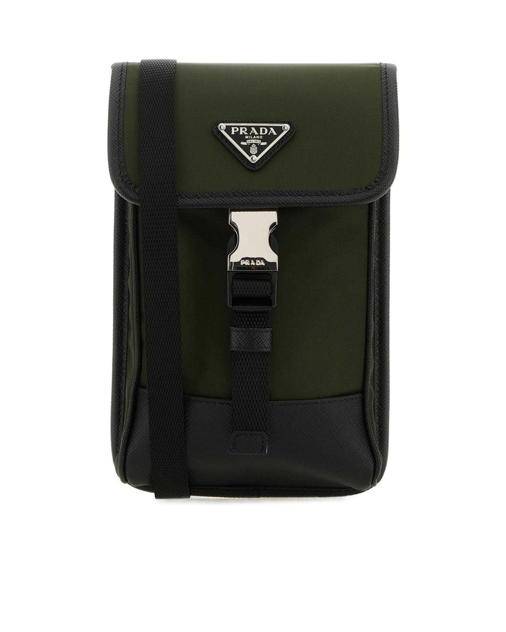 Prada Black Flip Mobile Phone Bag for men
