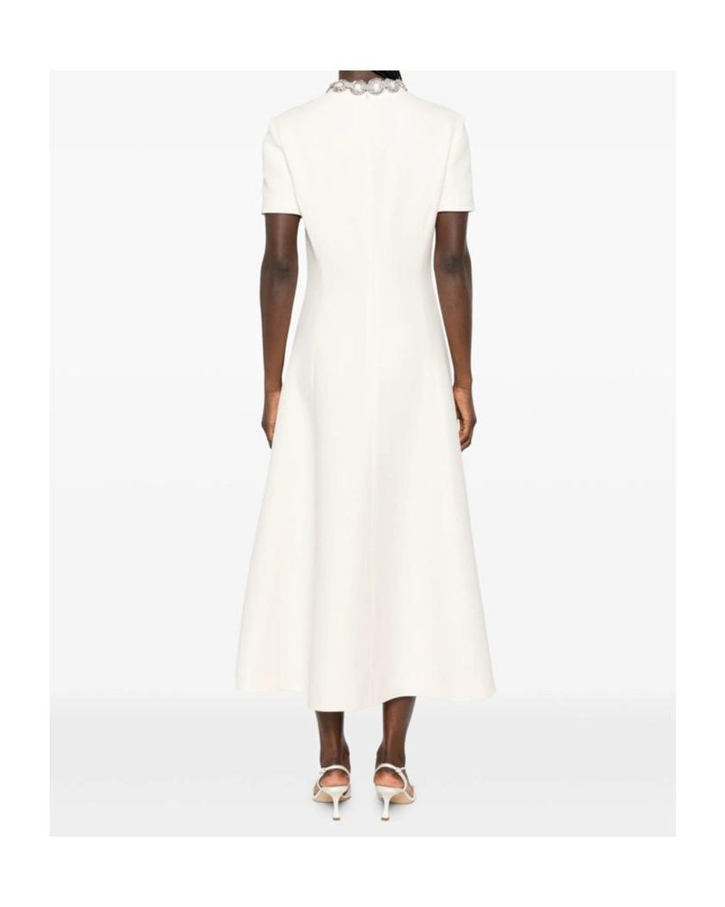 Valentino Natural Crepe Couture Embroidered Midi Dress