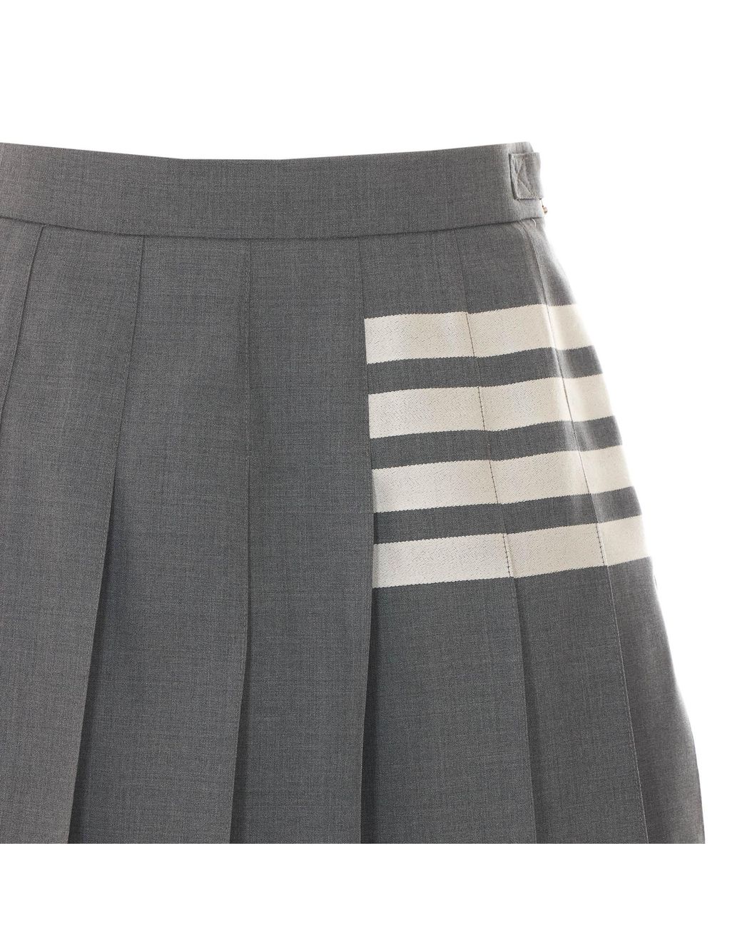 Thom Browne Gray Plain Weave 4-Bar Pleated Mini Skirt