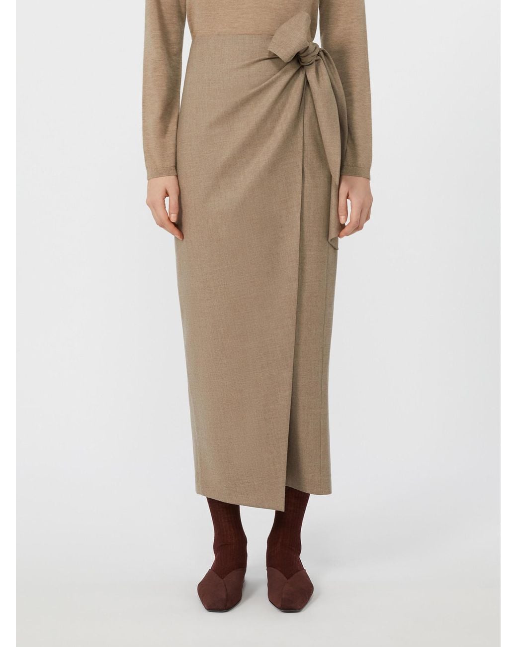 Max Mara Natural Long, Stretch-Cashmere Skirt